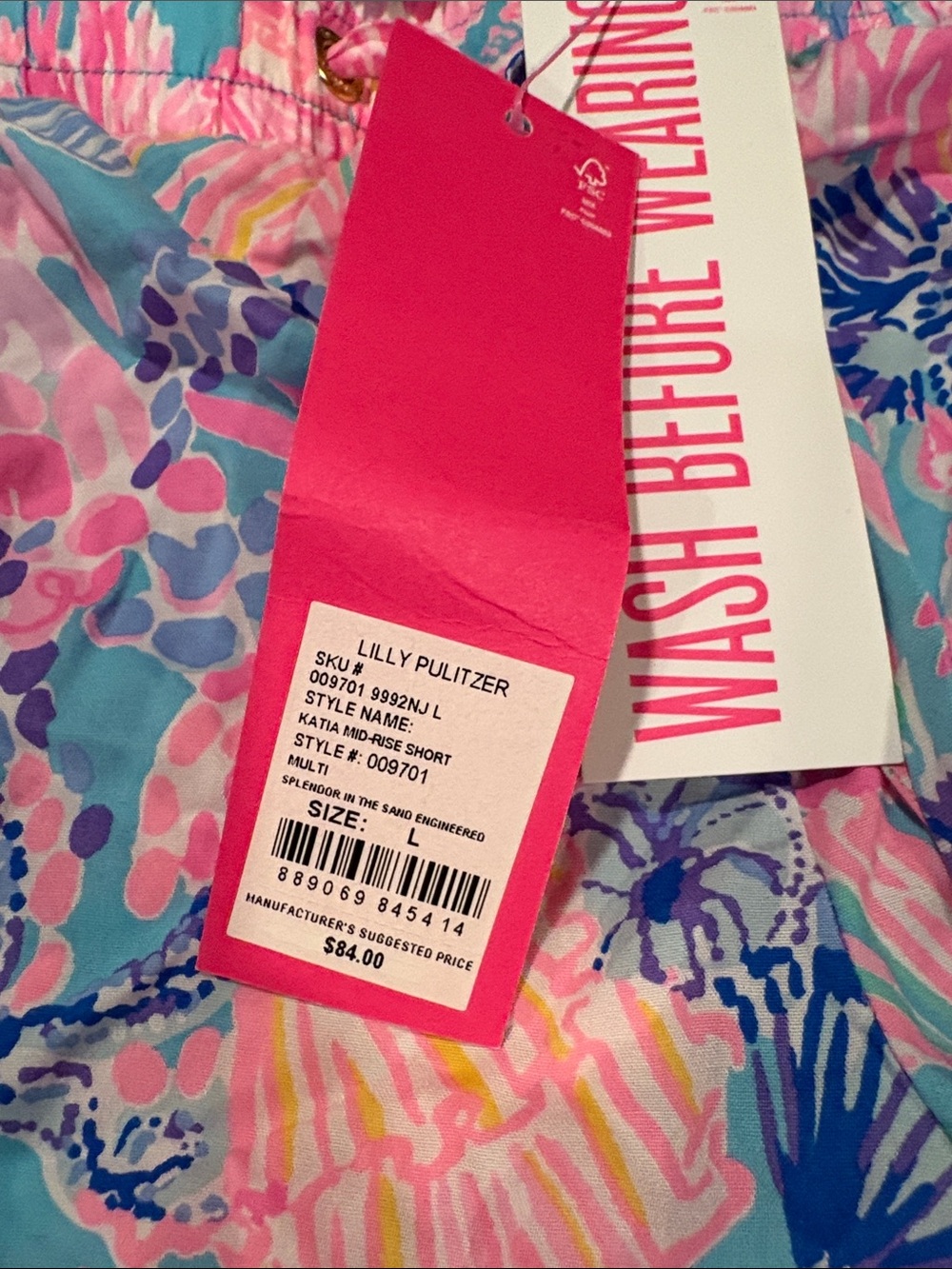 Lilly Pulitzer Katia Splendor In The Sand Bright Ocean Elastic Waist Shorts NWT - Picture 2 of 3